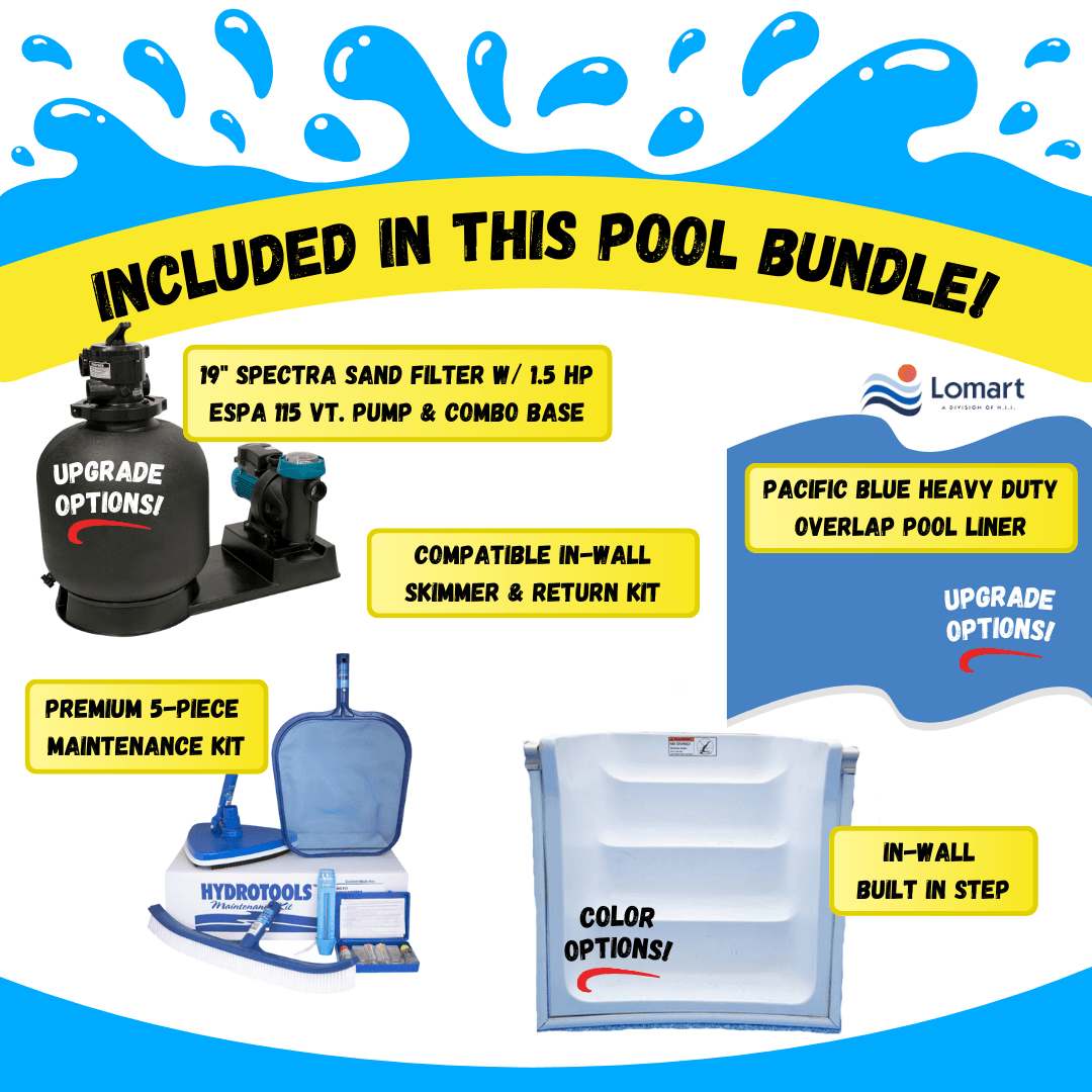 12' x 24' Oval Silver Interlude 8" Premium Resin Frame Saltwater Friendly Semi In-Ground Pool with In-Step & Bundle | 52"